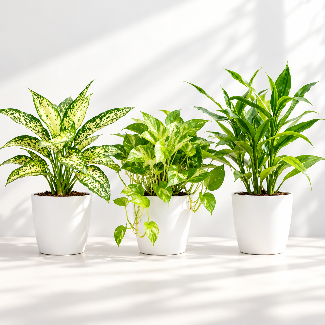 Lucky Green Trio Combo (Aglaonema Snow White,money plants,lucky bambo) thumbnail 3